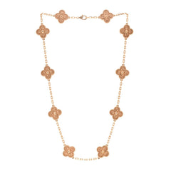 18K Rose Gold 10 Motifs Vintage Alhambra Necklace