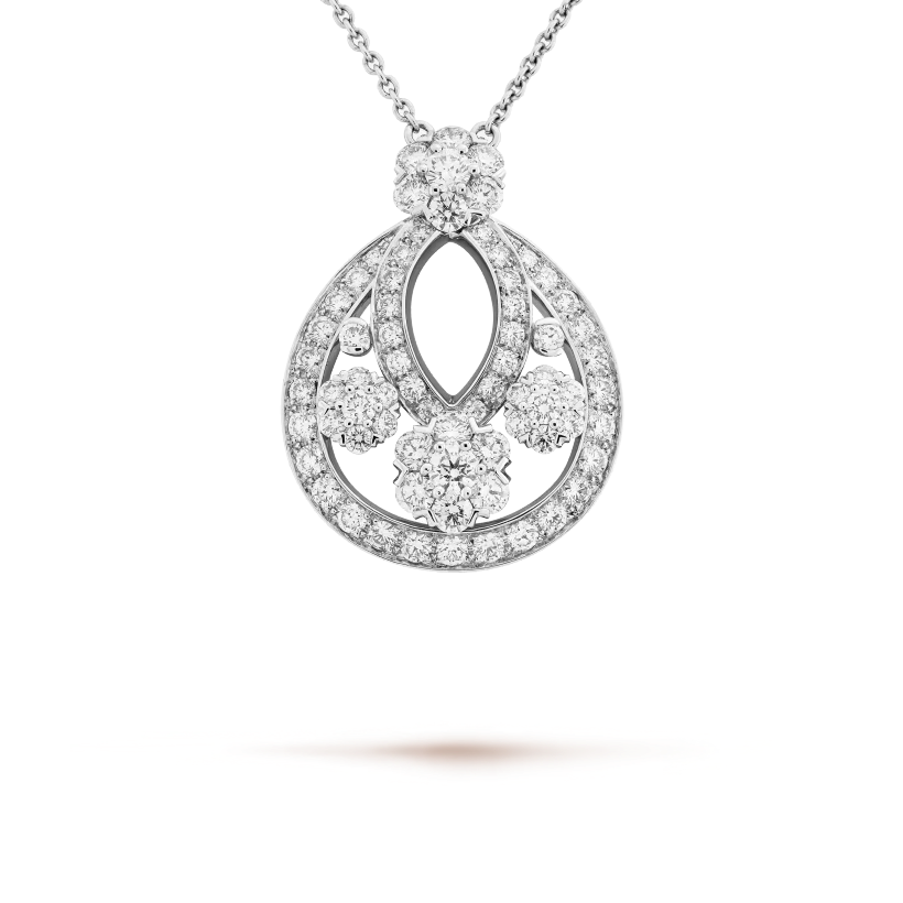 Snowflake pendant, small model. Rhodium plated 18K white gold, diamonds.