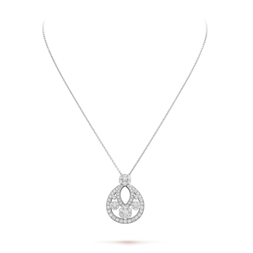 Snowflake pendant, small model. Rhodium plated 18K white gold, diamonds.