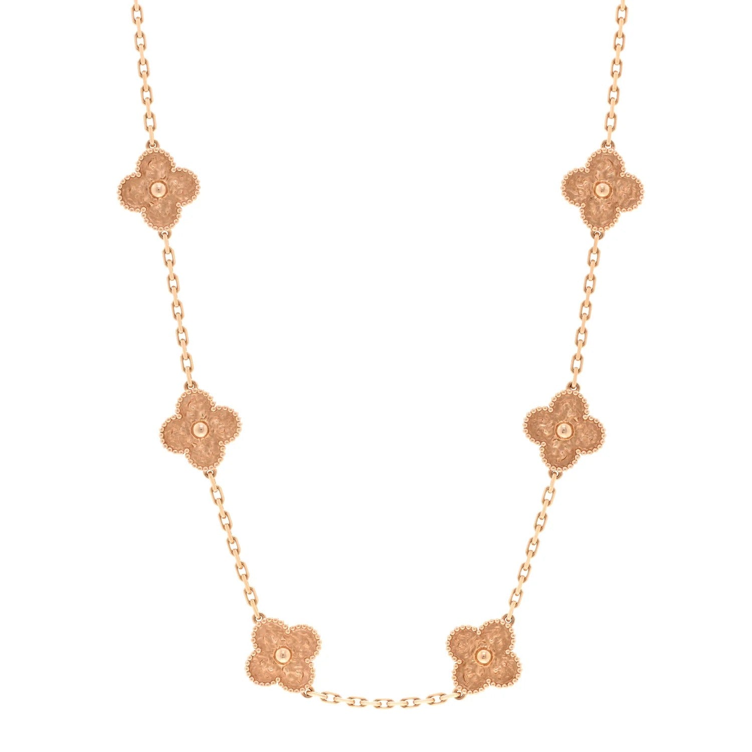 18K Rose Gold 10 Motifs Vintage Alhambra Necklace