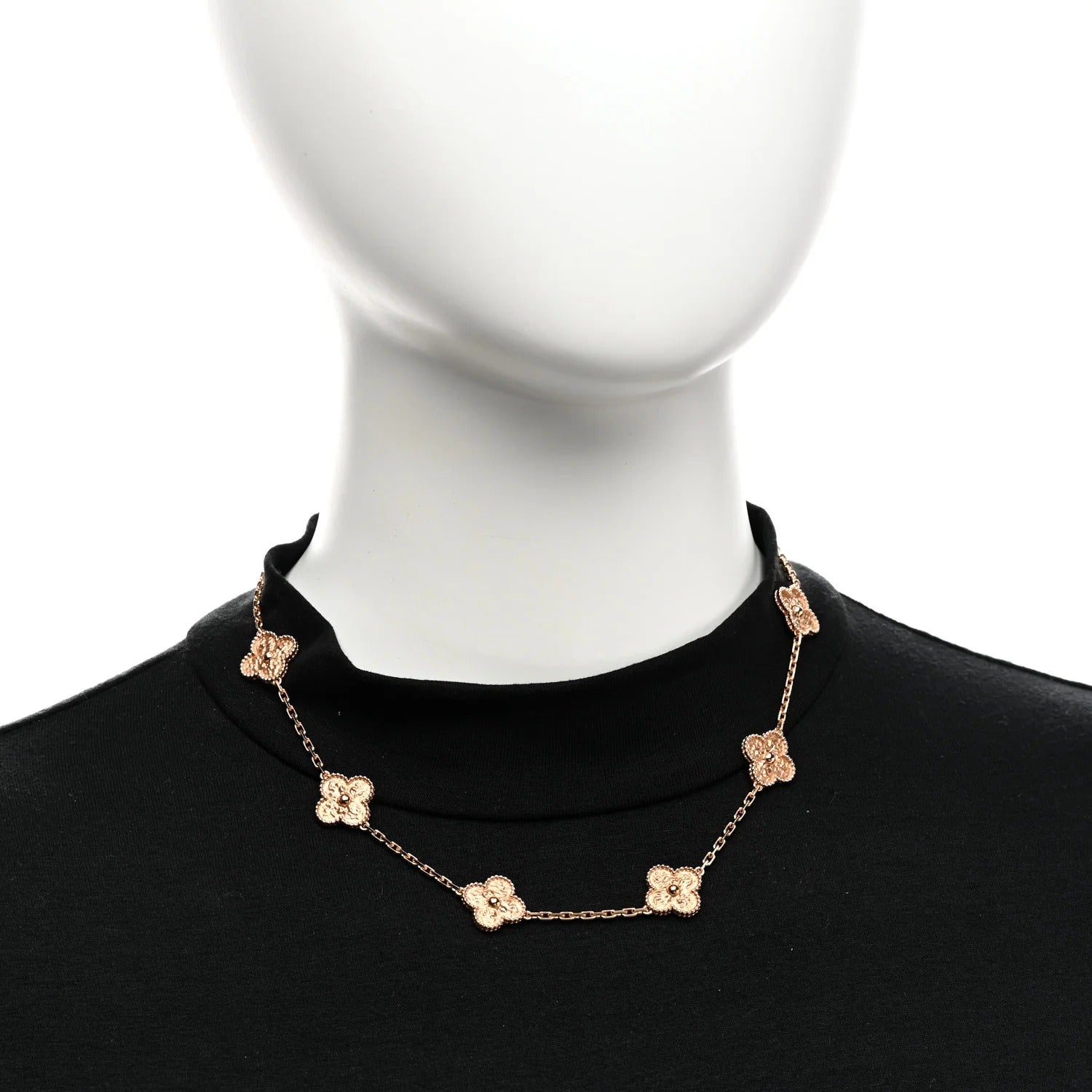 18K Rose Gold 10 Motifs Vintage Alhambra Necklace