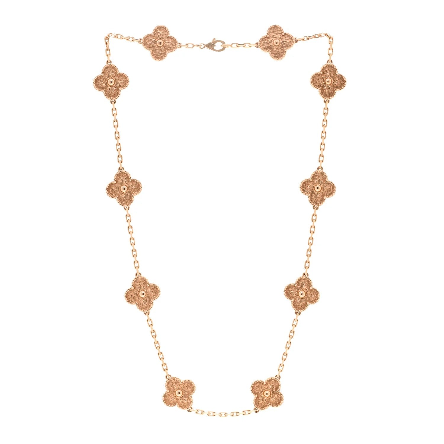 18K Rose Gold 10 Motifs Vintage Alhambra Necklace